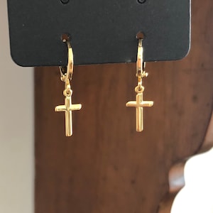 Simple Cross Huggie Hoop Earrings