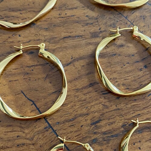 Twisted Gold Hoop Earrings Twist 18K Gold Plated Hoops Etsy