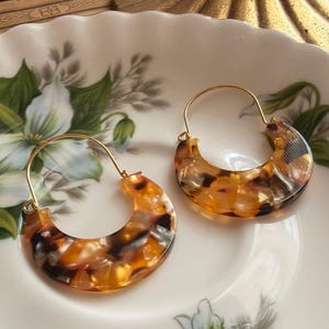 Tortoise Shell Resin Hoop Earrings