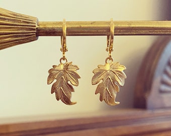 Ivy Leaf Huggie Hoop Earrings