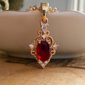 Gold Ruby Red Jewel Necklace