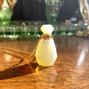 Opal Perfume Bottle Long Chain Pendant Necklace