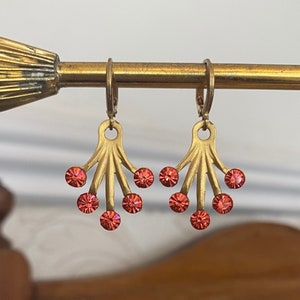 Vintage Art Deco Brass Huggie Hoop Earrings