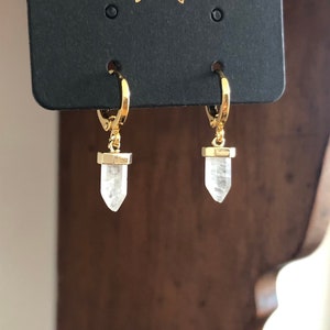 Pointed Gemstone Hoop Earrings