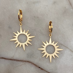 Large Sun Huggie Hoop Earrings