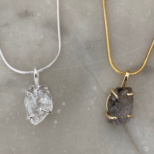Raw Herkimer Diamond Necklace Etsy