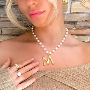 Large Initial Letter Pearl Necklace