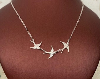 Three Little Birds silver necklace