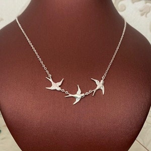 Three Little Birds silver necklace