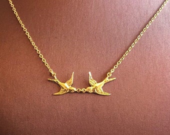 Kissing Swallow Bird Necklace