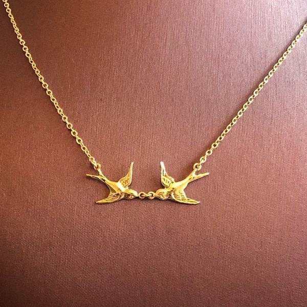 Kissing Swallow Bird Necklace