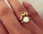Triple Moon Opal Ring