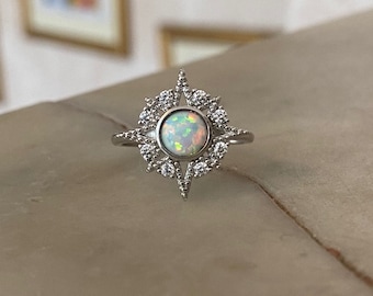 Gold über Sterling Silber Nordstern Kristall & Opal Ring