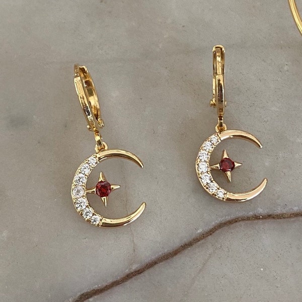 Moon - Red Earrings main image 0