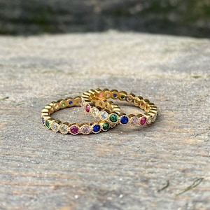 Regenbogen Juwel Stapelring