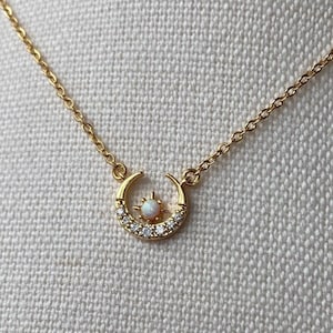 Crystal Moon & Opal Star Necklace