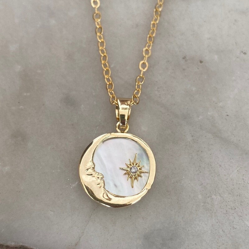 Mother of Pearl Moonstone Pendant Necklace main image 1