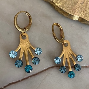 Vintage Art Deco Brass Huggie Hoop Earrings