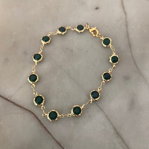 Gold Emerald Green Jewel Chain Bracelet