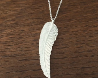 Feather Long Chain Pendant Necklace
