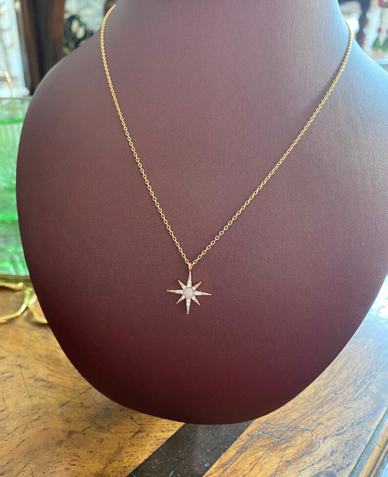 Crystal & Opal Star Necklace Etsy