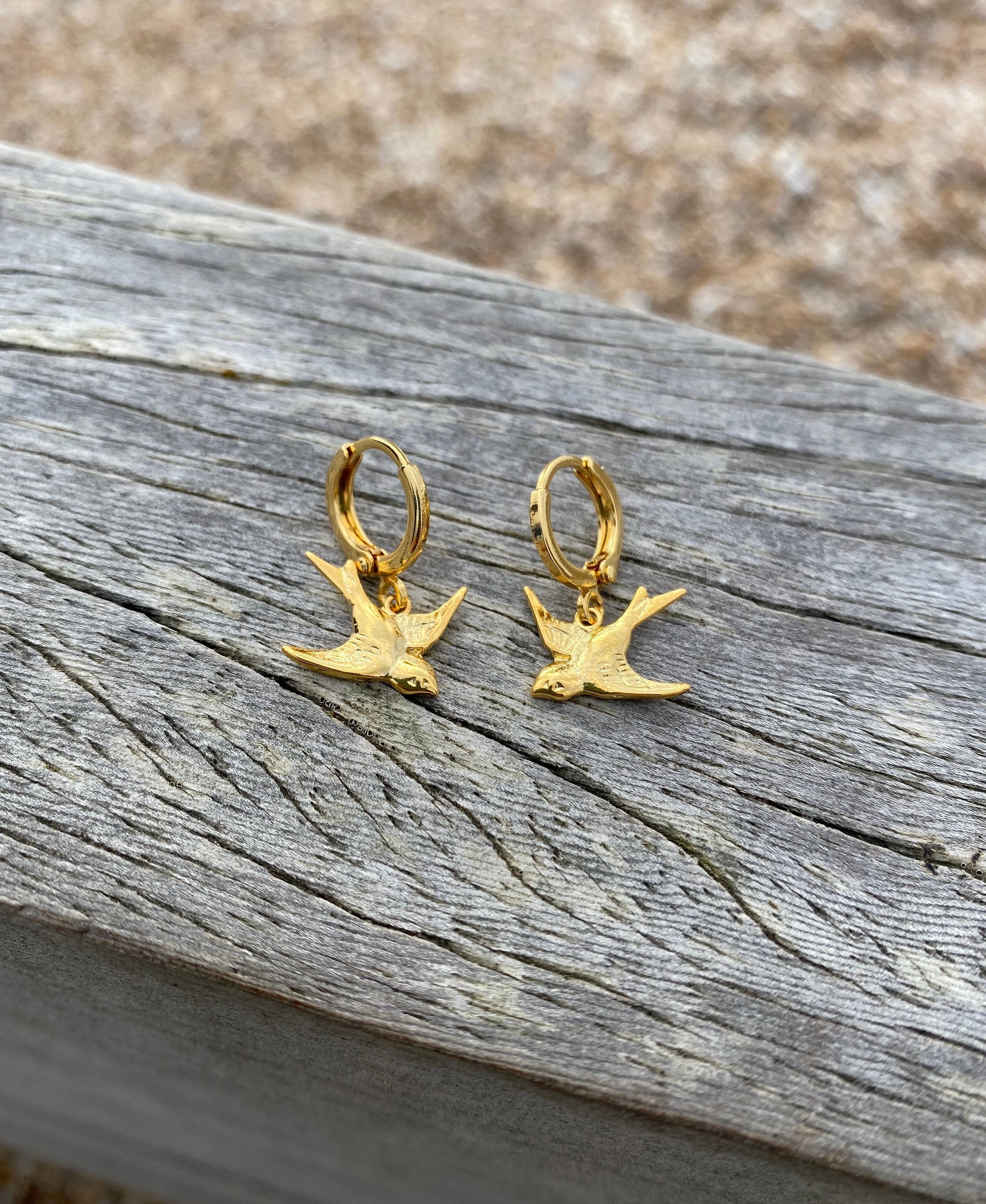 Swallow Bird Huggie Hoop Earrings