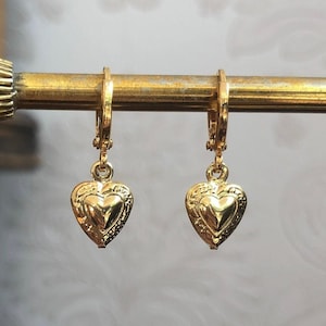 Gold Heart Hoop Earrings – Double Sided Charm Huggies | Romantic Gold-Plated Earrings | Dainty Gift for Her | Zara Taylor Jewellery