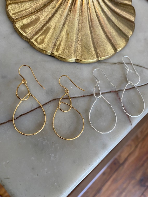 Double teardrop earrings best sale