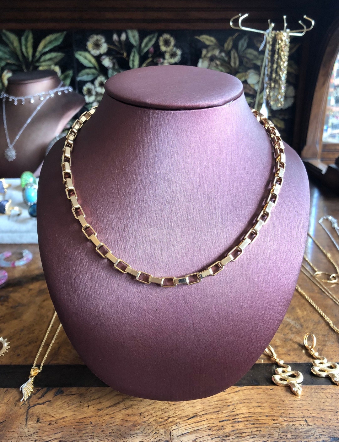 Large Rectangle Link Chain Necklace Etsy