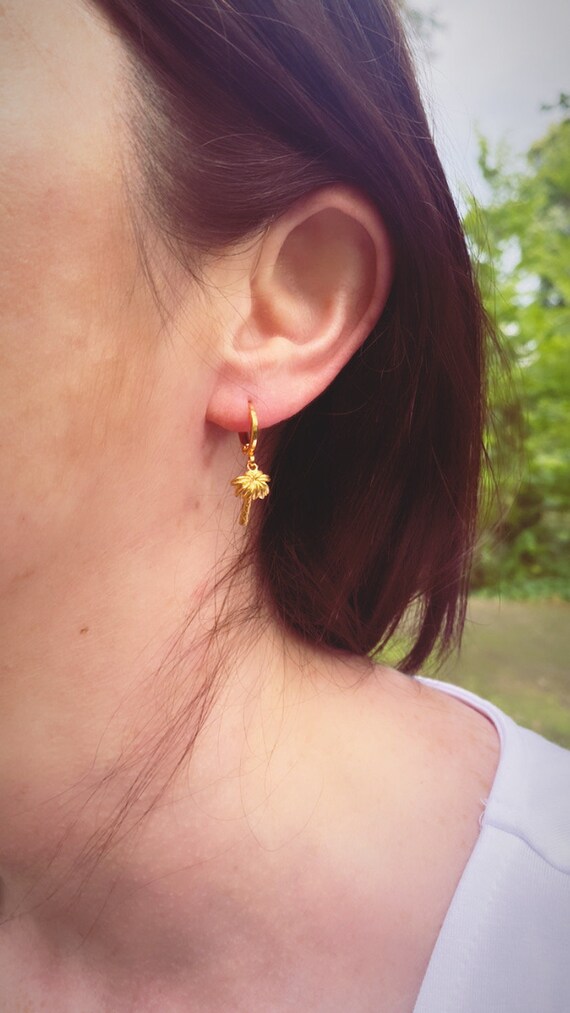 Palm Tree Huggie Hoop Earrings