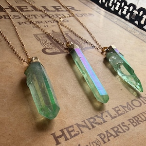 Groene kristalkwarts ketting met lange ketting
