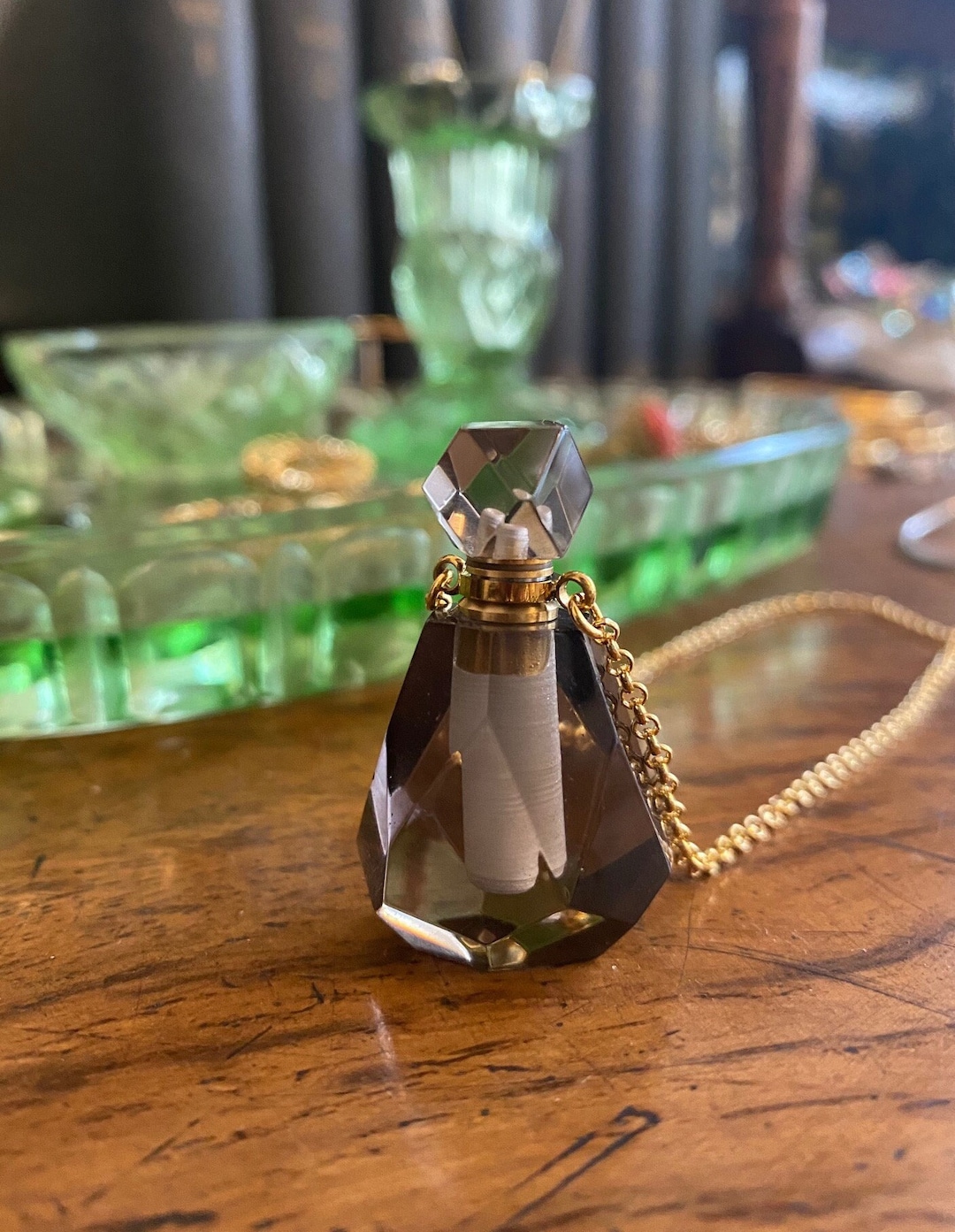 Collana Con Ciondolo A Doppia Punta In Quarzo Fumé Naturale E Argento 925 - Catena 50 Cm, Pietra Di Grado A, Gioiello Unico In Scatola Regalo