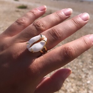 Gold Cowrie Shell Ring - Etsy