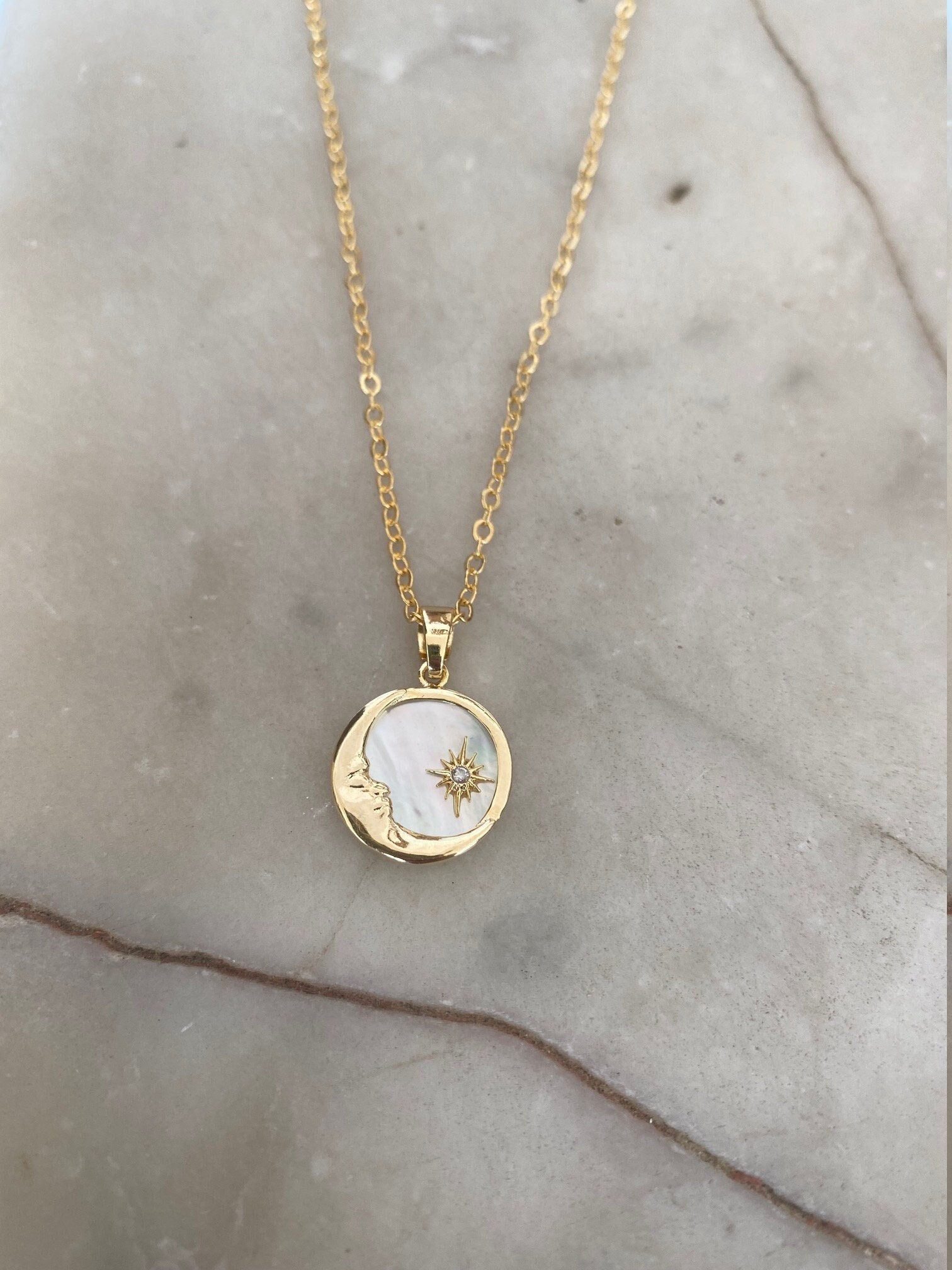 Mother of pearl moon necklace deals