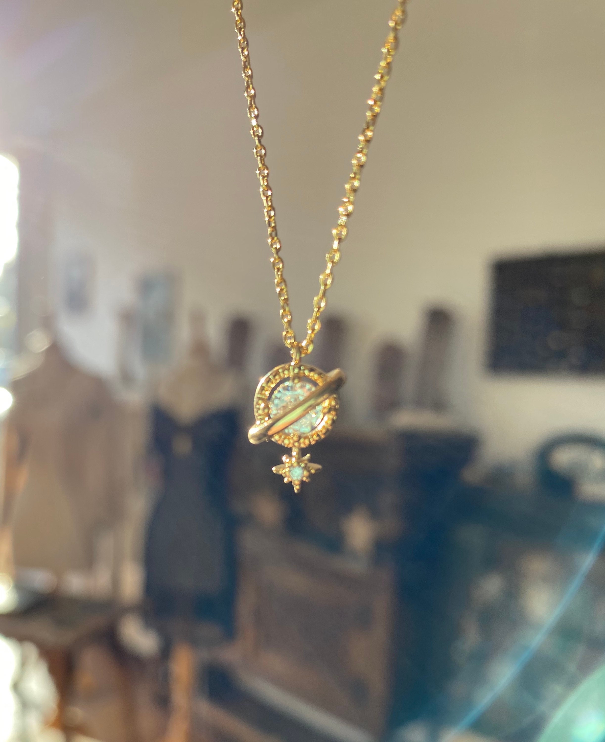 Crystal Planet & Star Necklace
