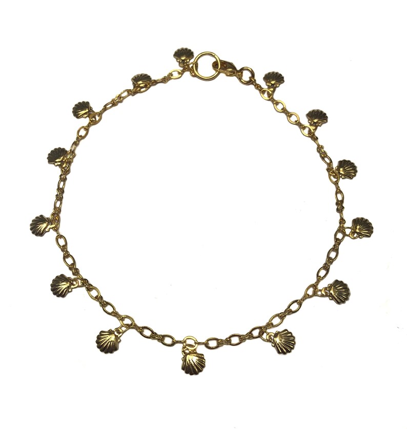 Gold Shell Charm Anklet Etsy