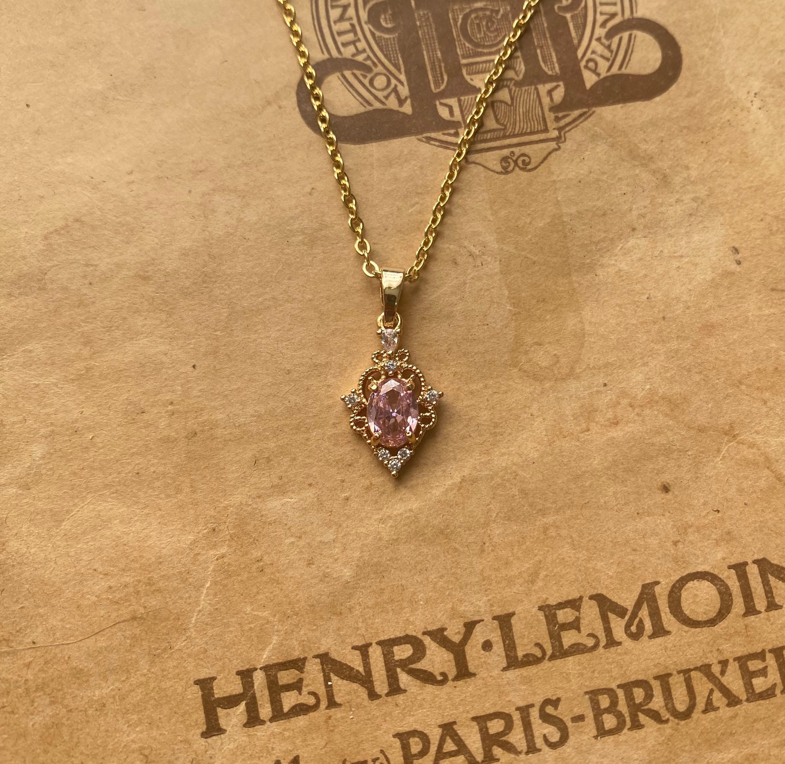 Gold Light Pink Jewel Necklace