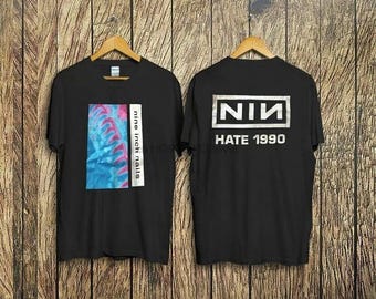 Vintage Nine Inch Nails &quot;Hate 1990&quot; Band Rock T-Shirt New Gildan Double Side