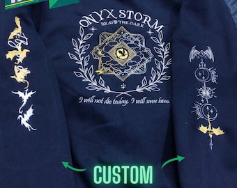 EMBROIDERED Onyx Storm sweatshirt, Basgiath War College,Violet Sorrengail,Bookish Shirt, Xaden Riorson,Gifts For Readers,Fantasy Book Dragon