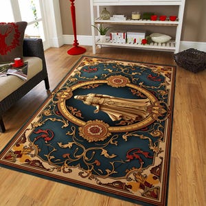 Alfombra boho, alfombra étnica, alfombra con estampado de bosque, alfombra lavable, alfombra antideslizante, alfombra de regalo para el hogar, alfombra boho para sala de estar, alfombra decorativa, alfombra moderna