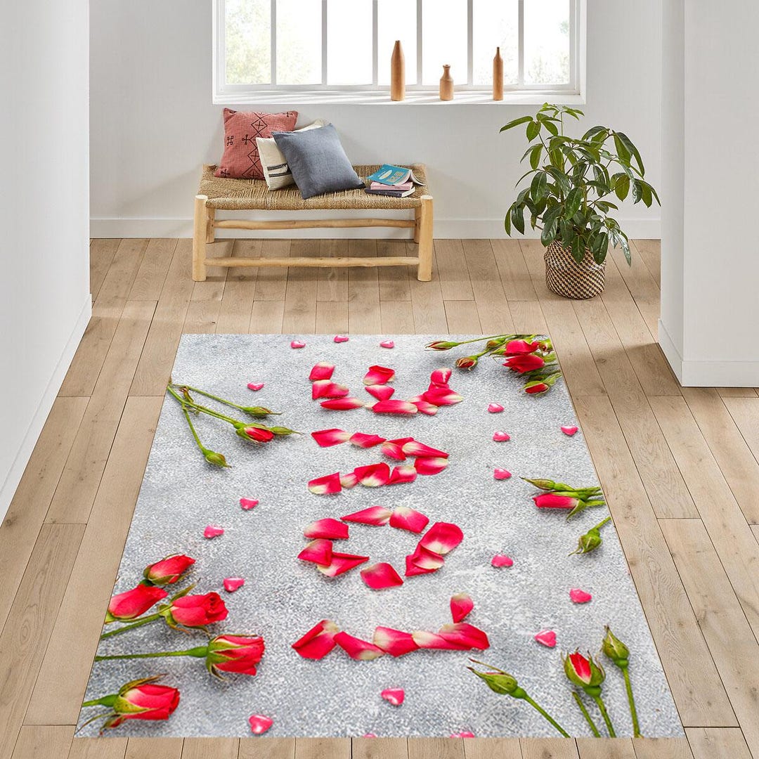 Pink Love Desing Rug,valentine's Day Rug,love Carpet,valentine's Day ...