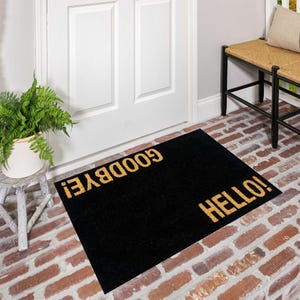 Hello Desing Mat, Goodbye Desing Doormat, Personalizowana mata, Mata podłogowa, Zmywalna mata, Mata zewnętrzna, Mata na prezent do domu, Mata do drukowania, Mata antypoślizgowa