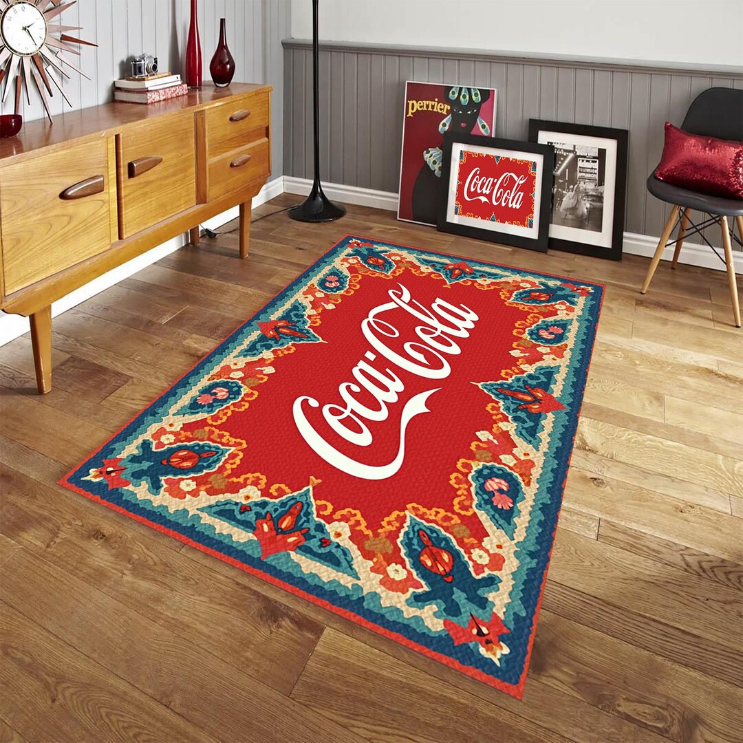 Coca Cola Round Rug Coca Cola Patterned Rug, Coca Cola Design Ethnic Patterned Rug, Coca ...