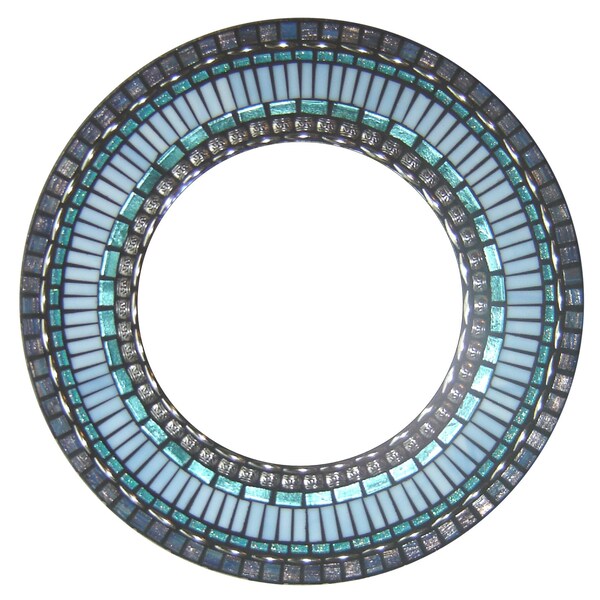 Round Mosaic Mirror - Blue, Periwinkle, & Teal