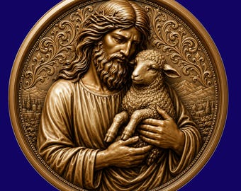 Jesus and Lamb STL File | Depth, High relief | 3D Illusion | embossing | Laser engraving | CNC