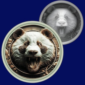 Mapa de profundidad de Panda Coin: archivo de grabado láser 3D (PNG, SVG, PDF)