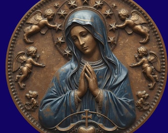 Virgin Mary STL File | Coin Depth, relief | Laser Cut | embossing | Laser engraving | 3D print