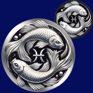 Pisces CoinTiefe Karte | Laserdatei | Landkarte der Höhe| Laser gravieren | Xtool | Lichtbrand | 3D-Illusion | Kunst Download | PNG | glühen | CNC-Kunst