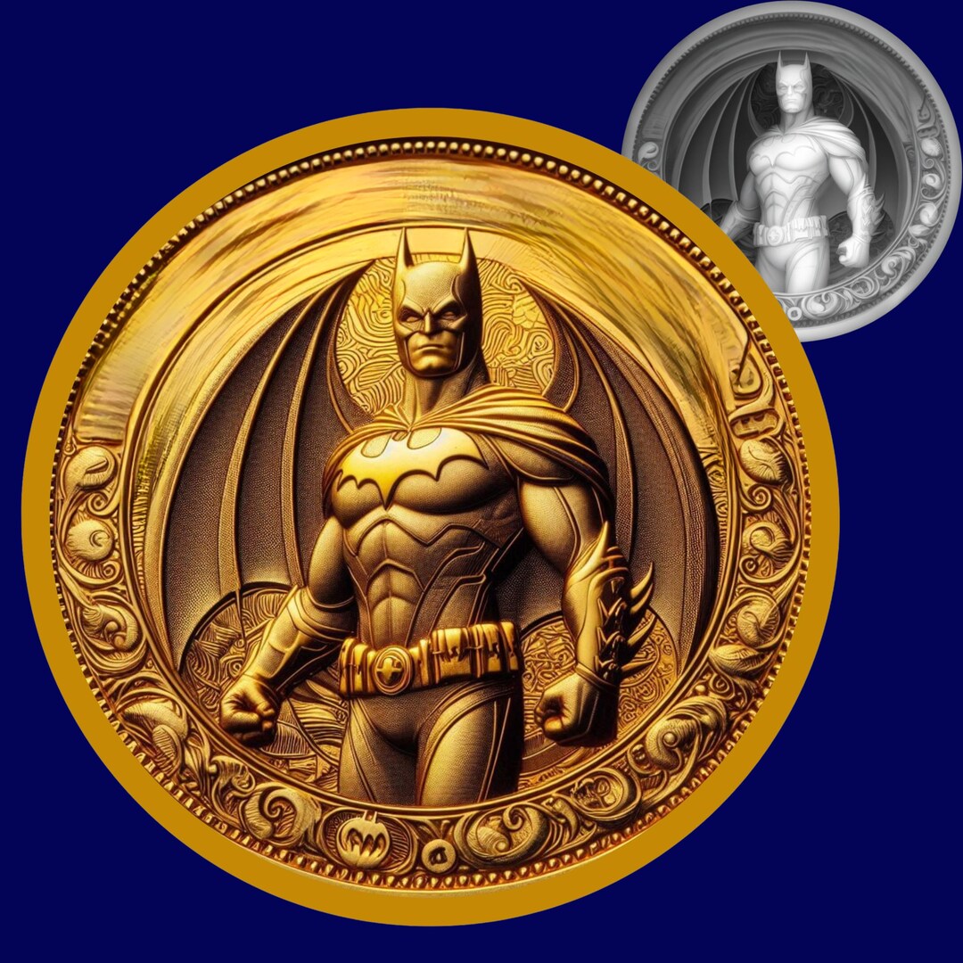 Batman Coin 3D Laser Engraving File | Depth Map PNG, SVG, PDF - Etsy