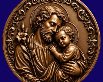 Jesus Saint Joseph High Relief STL File (3D Print, Laser Cut)